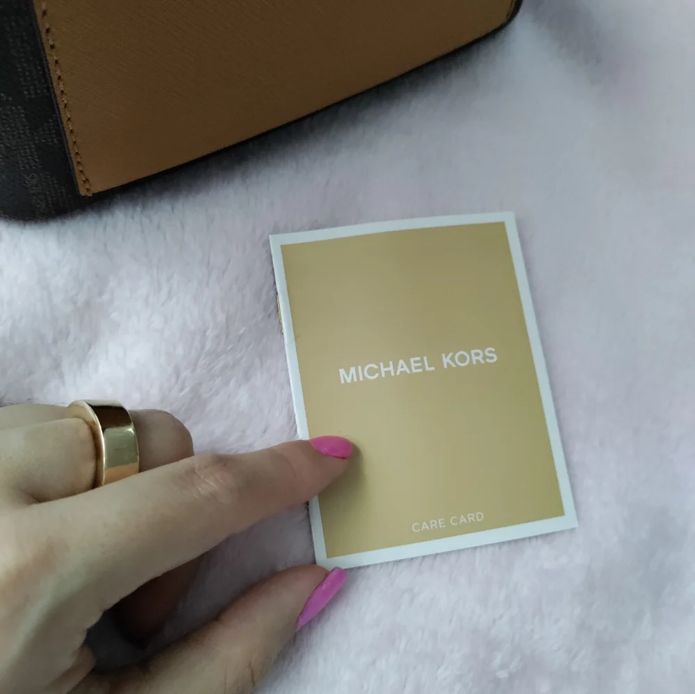 ✨NEW MICHAEL KORS BUCKET BAG MONOGRAM MK BROWN GOLD CHAIN✨ - Picture 6 of 7